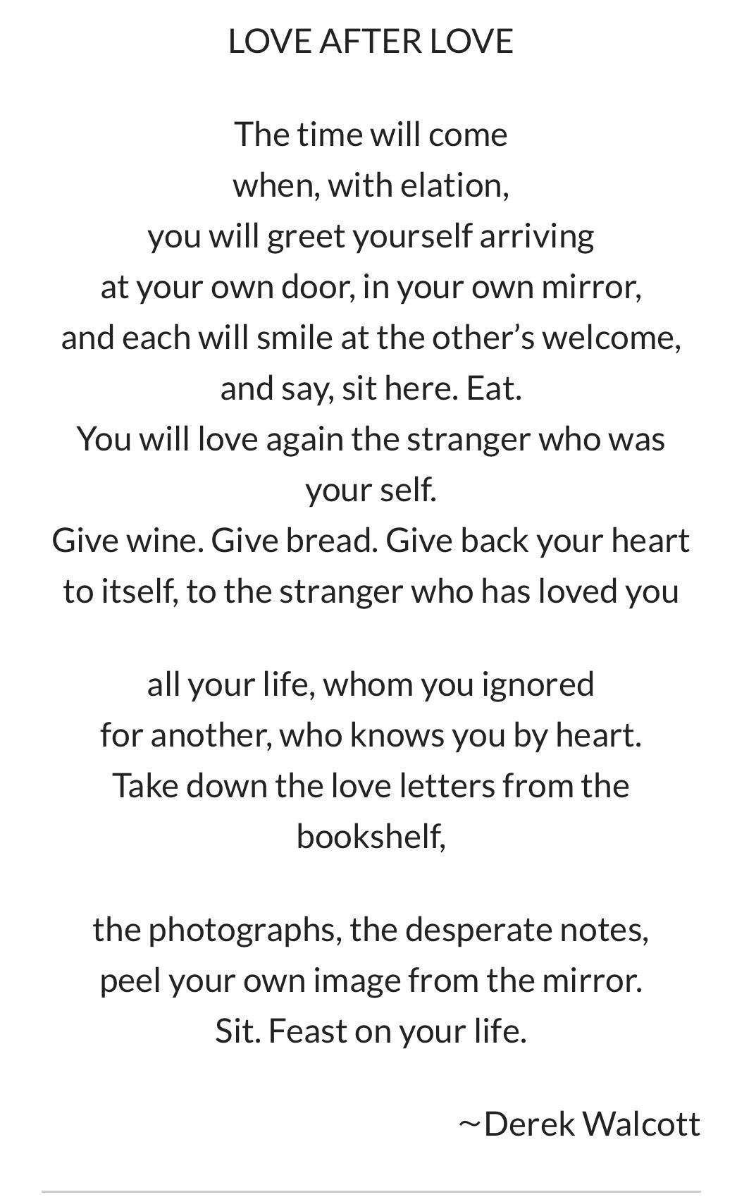 Love After Love Poem by Derek Walcott - Derek Walcott Love After Love Poem