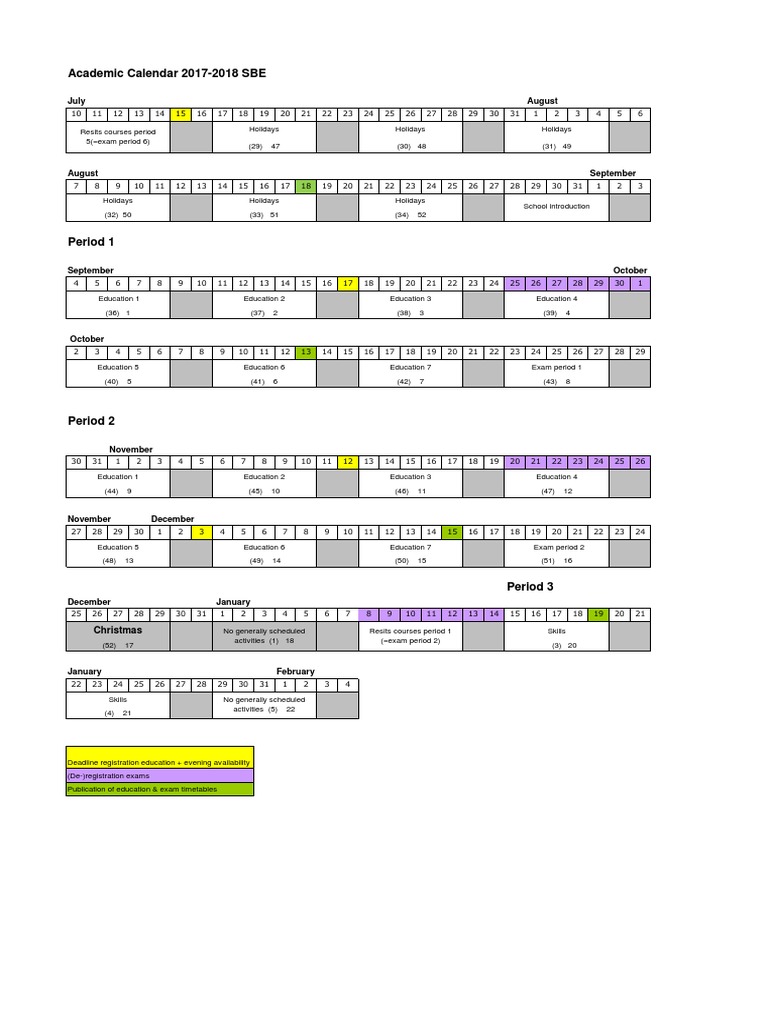 Academic Calendar Maastricht University 2024-2025