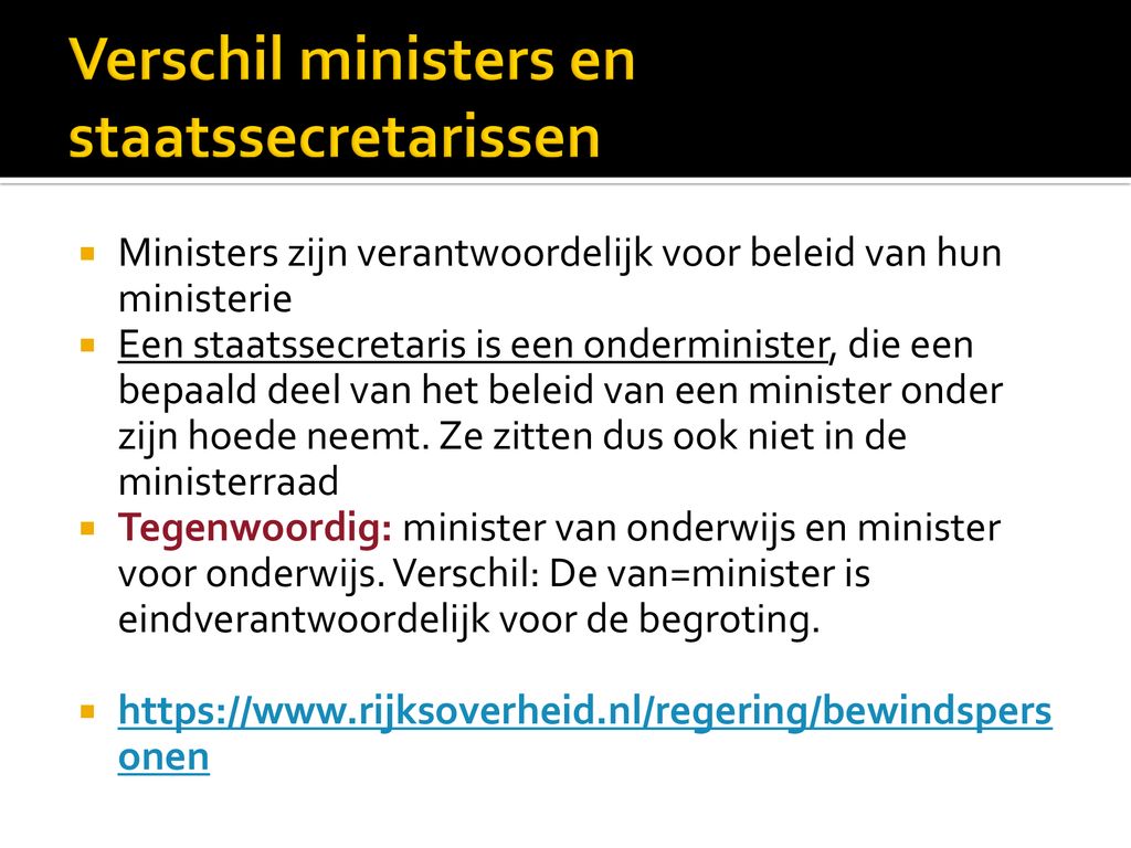 Maatschappijleer havo 4 - ppt download - Wat Is Het Verschil Tussen Een Minister En Een Staatssecretaris