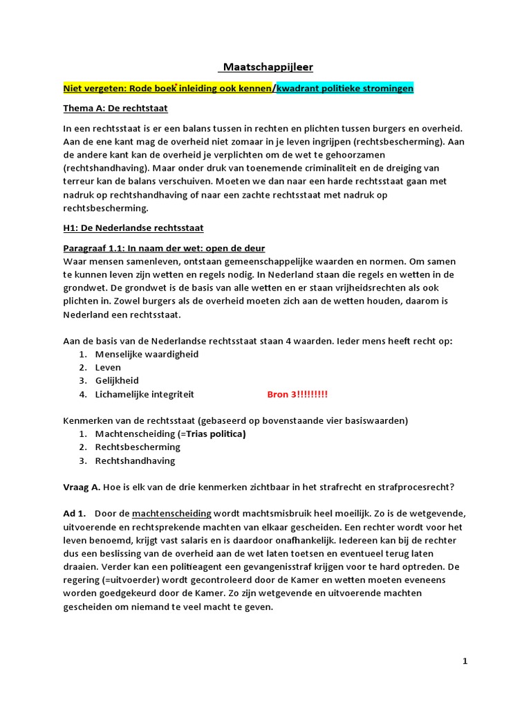 Maatschappijleer Samenvatting Toetsweek 2 4 VWo | PDF - Maatschappijleer Havo 4 Hoofdstuk 2