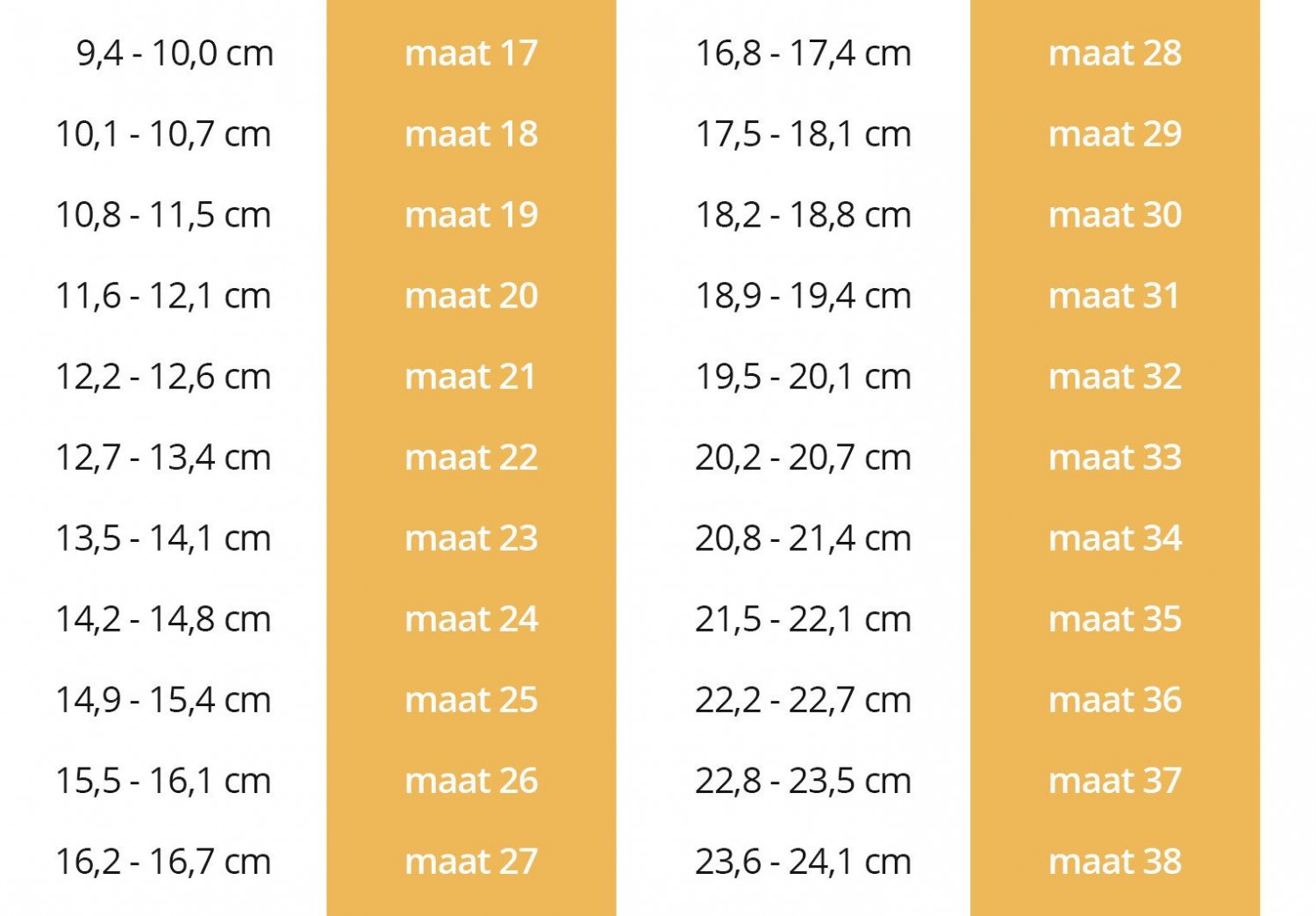 Maattabel - Schoenen Slaets - Vanaf Welke Leeftijd Ben Je Leerplichtig
