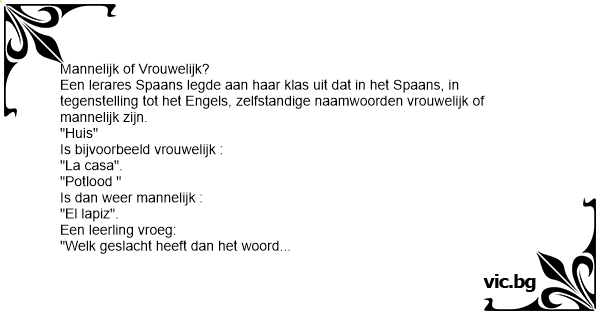 Mannelijk of Vrouwelijk? Een lerares Spaans legde aan haar klas uit dat - Mannelijk Of Vrouwelijk Woord Nederlands