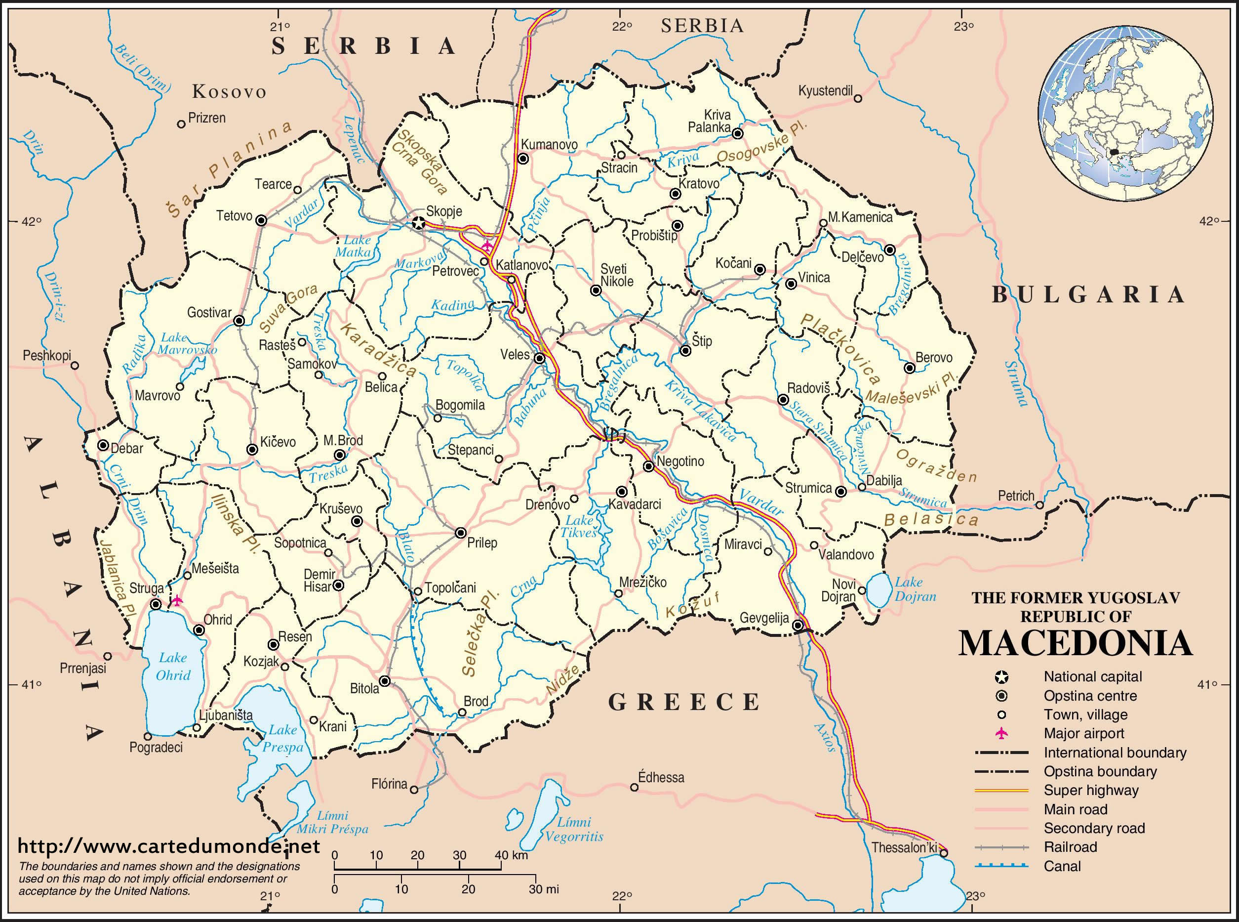 Map Macedonia, Country Map Macedonia - Waar Ligt Macedonië Op De Kaart