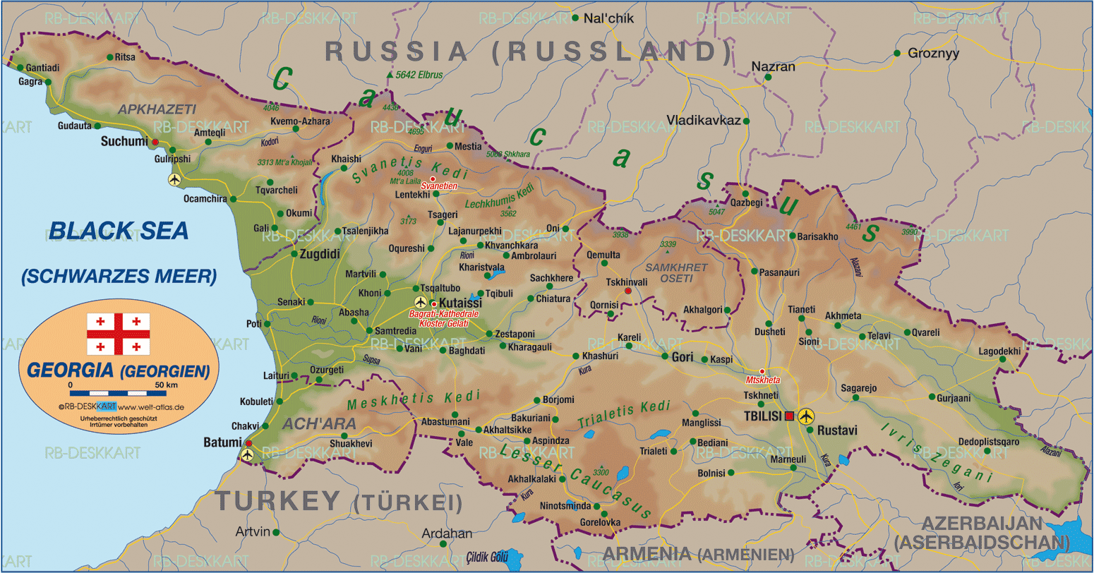 Map of Georgia (Country) | Welt-Atlas.de - Waar Ligt Georgie Op De Kaart