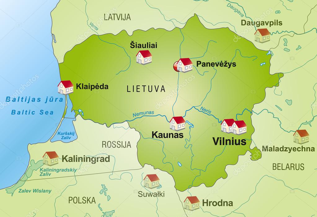 Map of Lithuania Stock Vector Image by ©artalis #40911907 - Waar Ligt Litouwen Op De Kaart