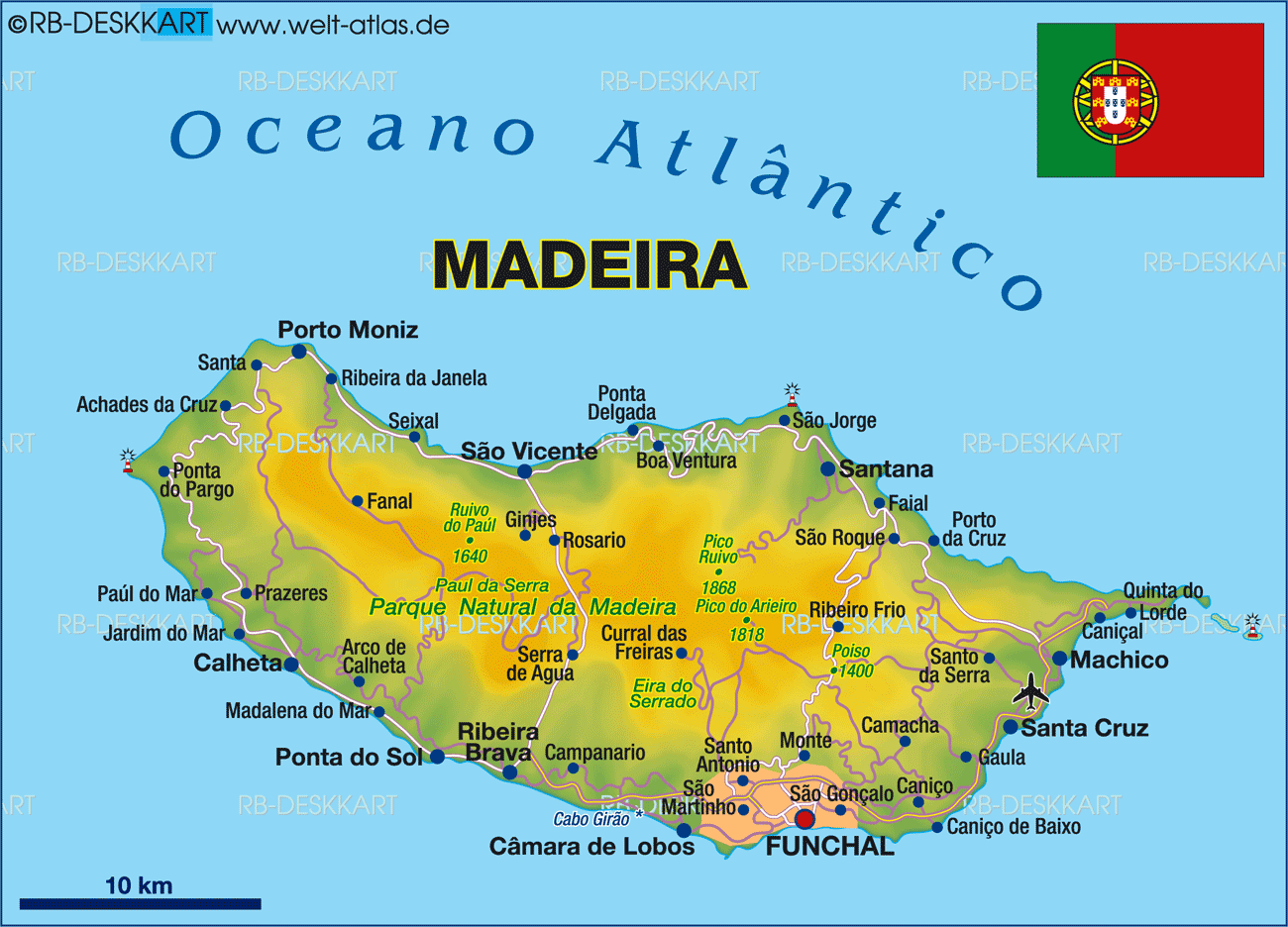 Map of Madeira (Portugal) - Map in the Atlas of the World - World Atlas - Waar Ligt Madeira Op De Kaart