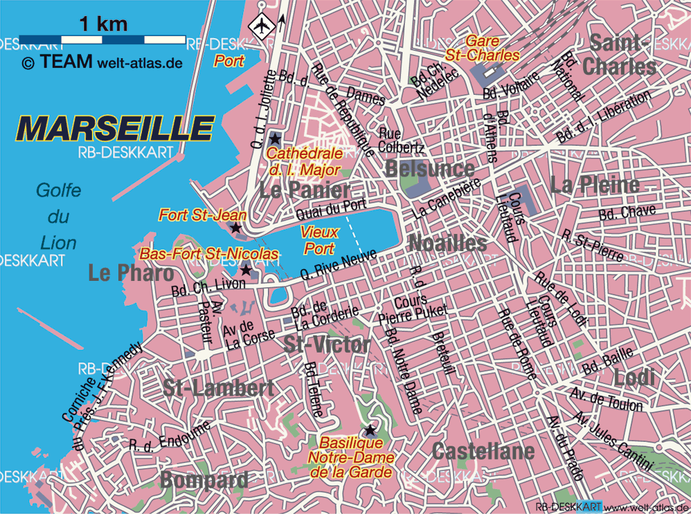 Map of Marseille (City in France) | Welt-Atlas.de - Waar Ligt Marseille Op De Kaart