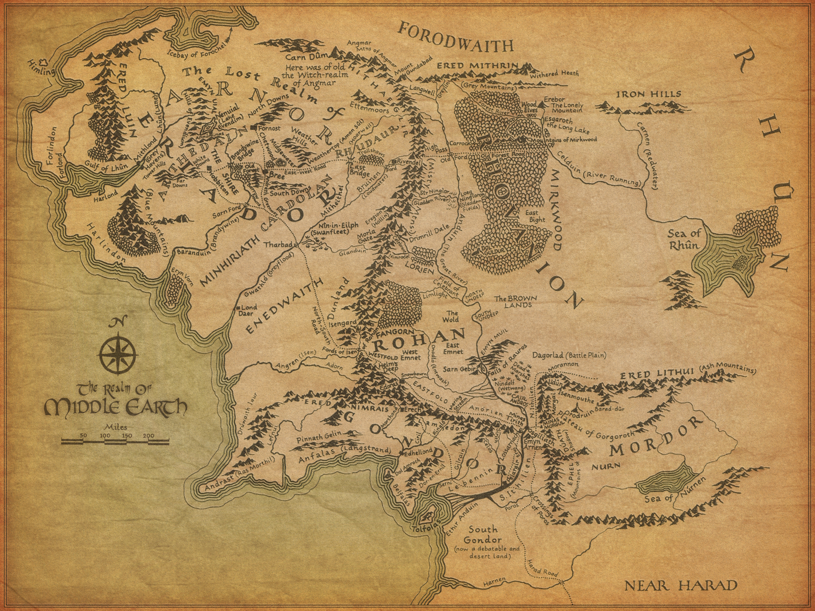 Map of Middle Earth - Lord of the Rings Wallpaper (2329809) - Fanpop - Lord Of The Rings Middle Earth