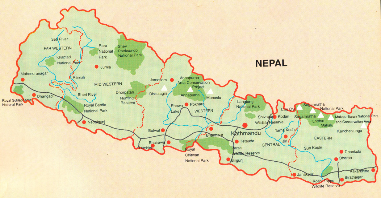 Map of Nepal - Lumbini Buddha Garden - Wat Is De Hoofdstad Van Nepal