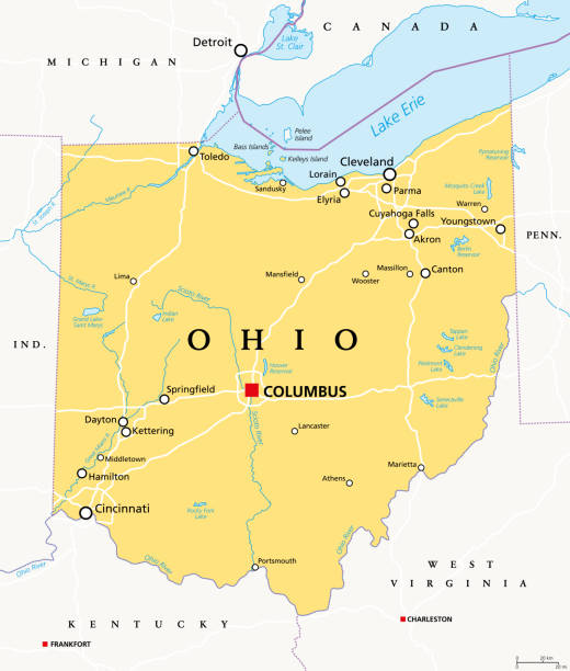Map Of Ohio Lake Erie - Angela Maureene - Grote Stad Aan Het Eriemeer In Ohio