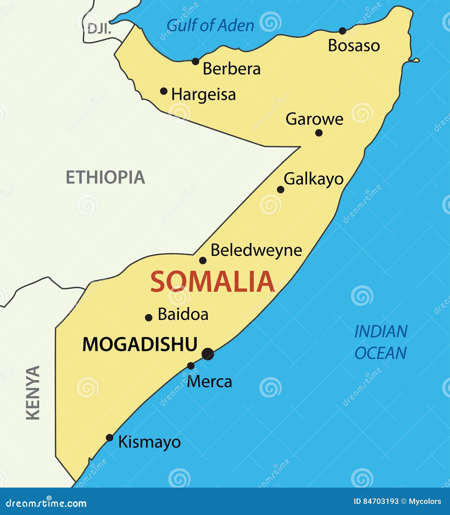 Map Of Somalia Vector Illustration | CartoonDealer.com #65608234 - Wat Is De Hoofdstad Van Somalie