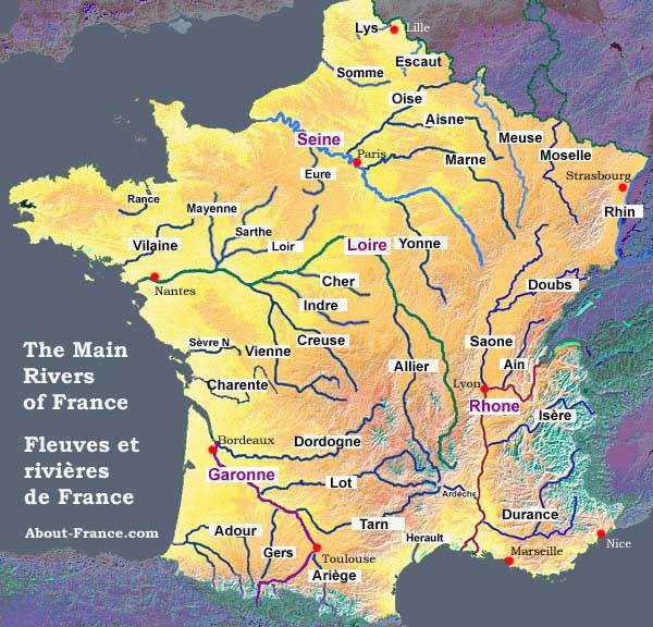 Map of the main French rivers | France map, Regions of france, France - Rivier In Frankrijk Met 5 Letters