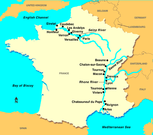 Map of the River Seine - The Splendid Seine - Zijrivier Van De Rhone Ontspringt In De Franse Alpen