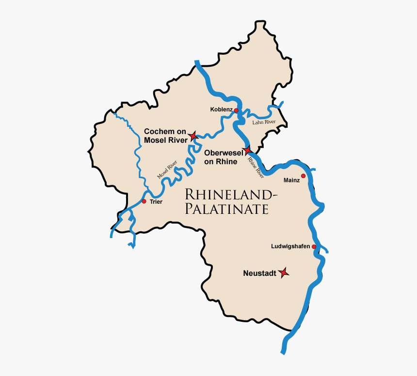 Map Of The State Of Rheinland-palatinate With Links - Rhineland Map, HD - Wat Is De Hoofdstad Van Rheinland-pfalz
