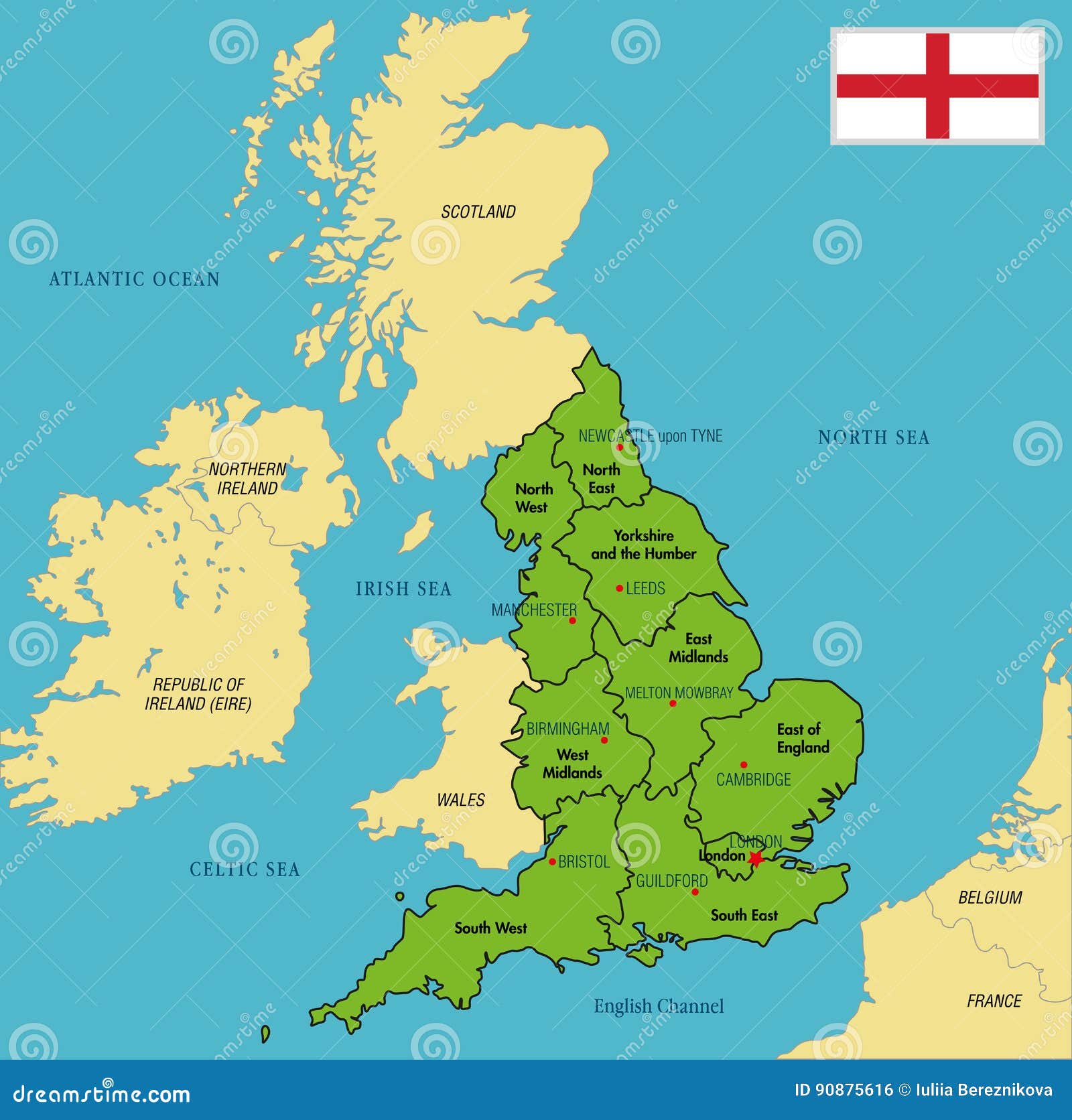 Map Of The United Kingdom Of Great Britain - Eps Cartoon Vector - Is Engeland Lid Van De Eu