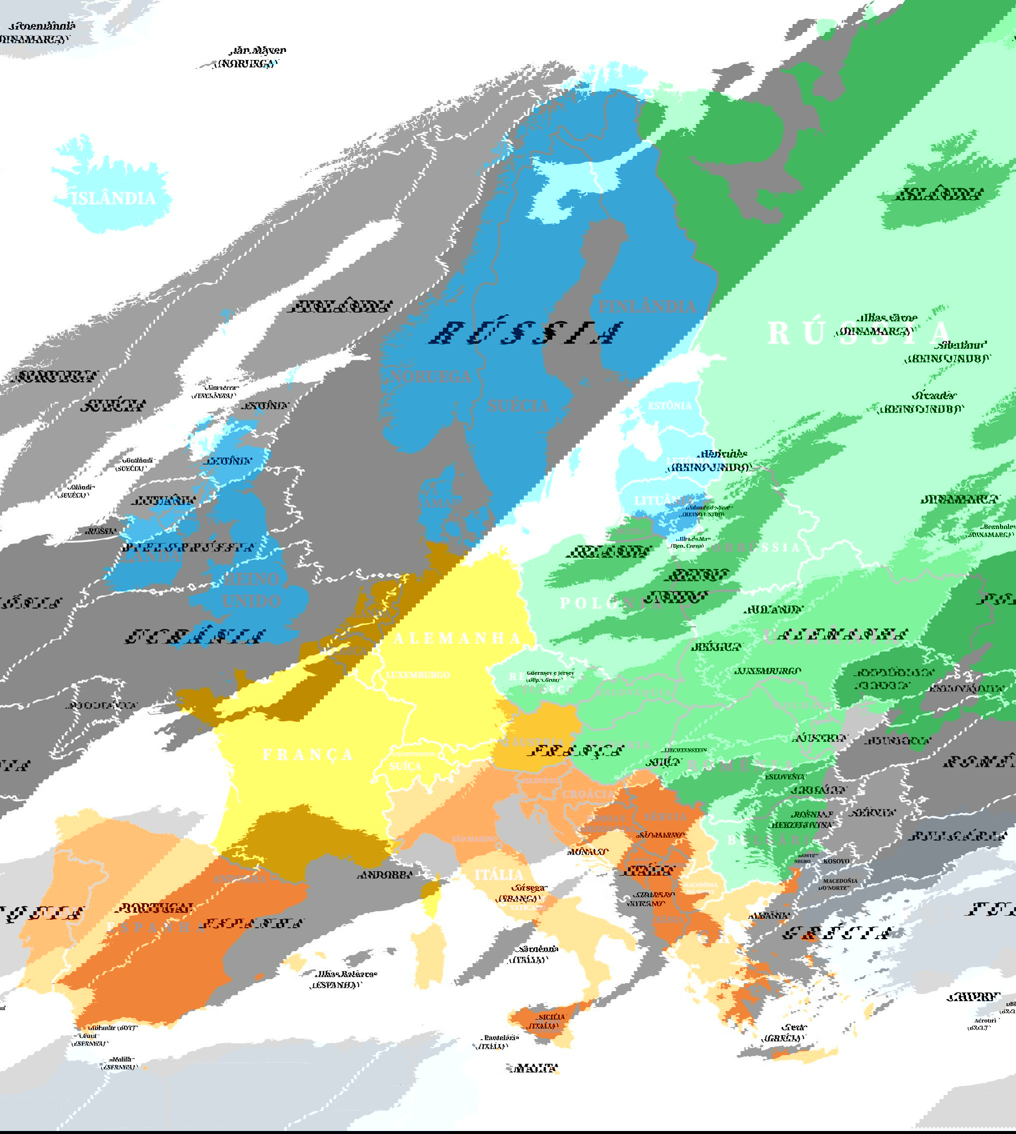 Mapa da Europa: países, capitais e regionalização - Significados - Europa Oefenen Landen En Hoofdsteden