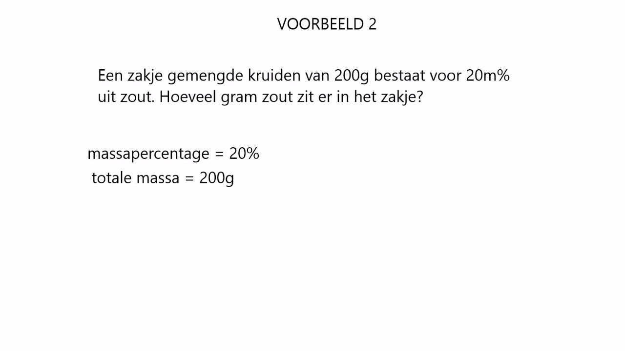Massa volumepercentage - YouTube - Hoe Bereken Je Het Massapercentage