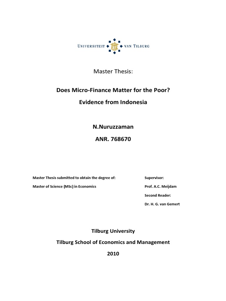 Master Thesis:: Tilburg University Tilburg School of Economics and - Organization And Management Studies Tilburg