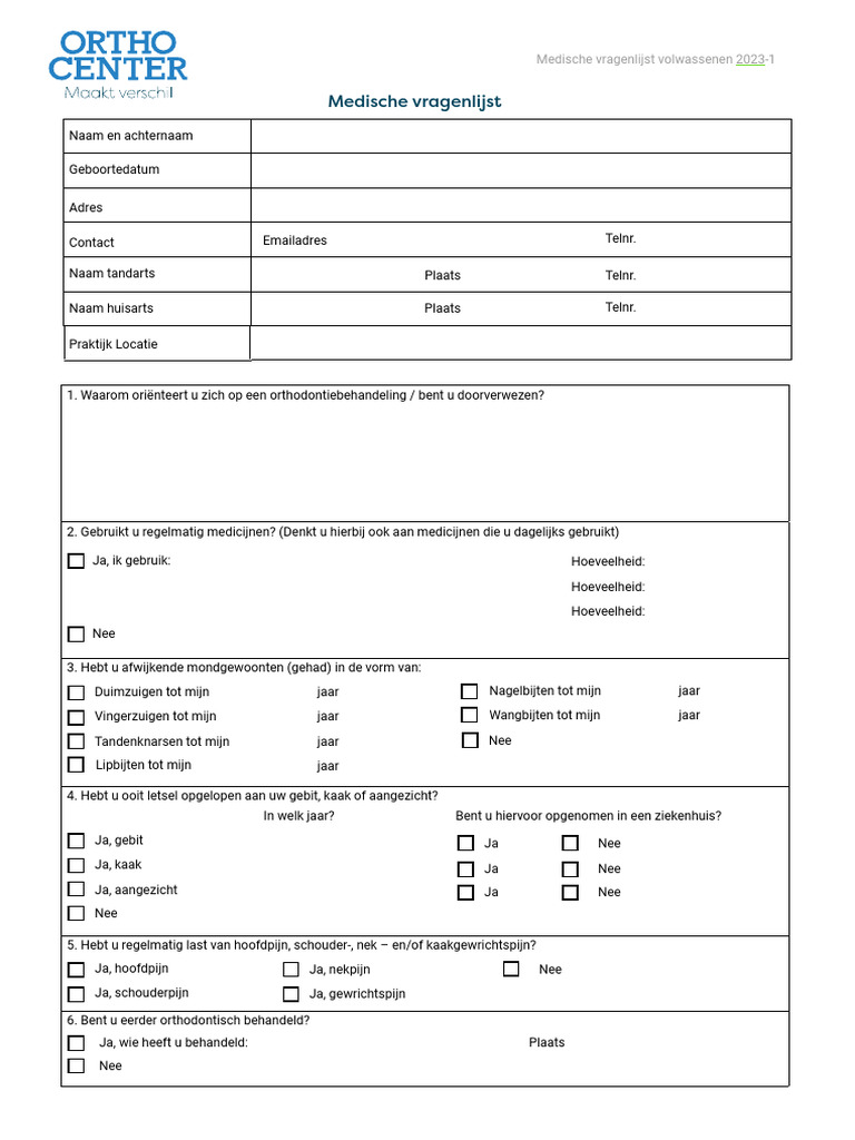 Medische Vragenlijst 2023-Volwassenen Digitaal | PDF - Https Vil Fss Uu Nl Vragenlijst