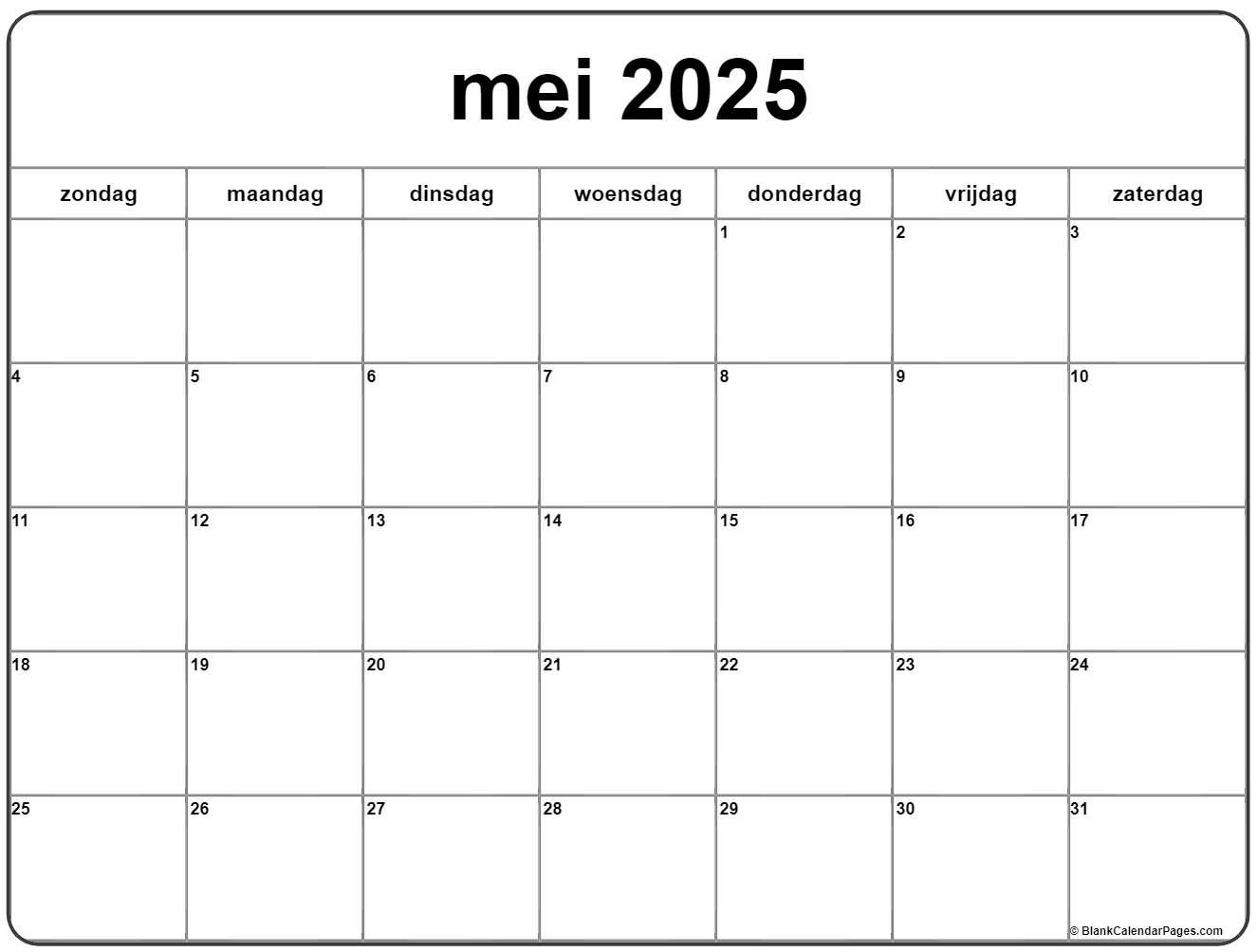 mei 2025 kalender Nederlandse | Kalender mei - Hoeveel Dagen Tot 1 Mei