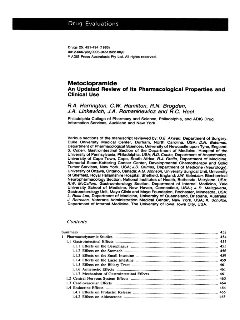 Metoclopramide | PDF | Dose (Biochemistry) | Chemistry - Metoclopramide Hoe Snel Werkt Het