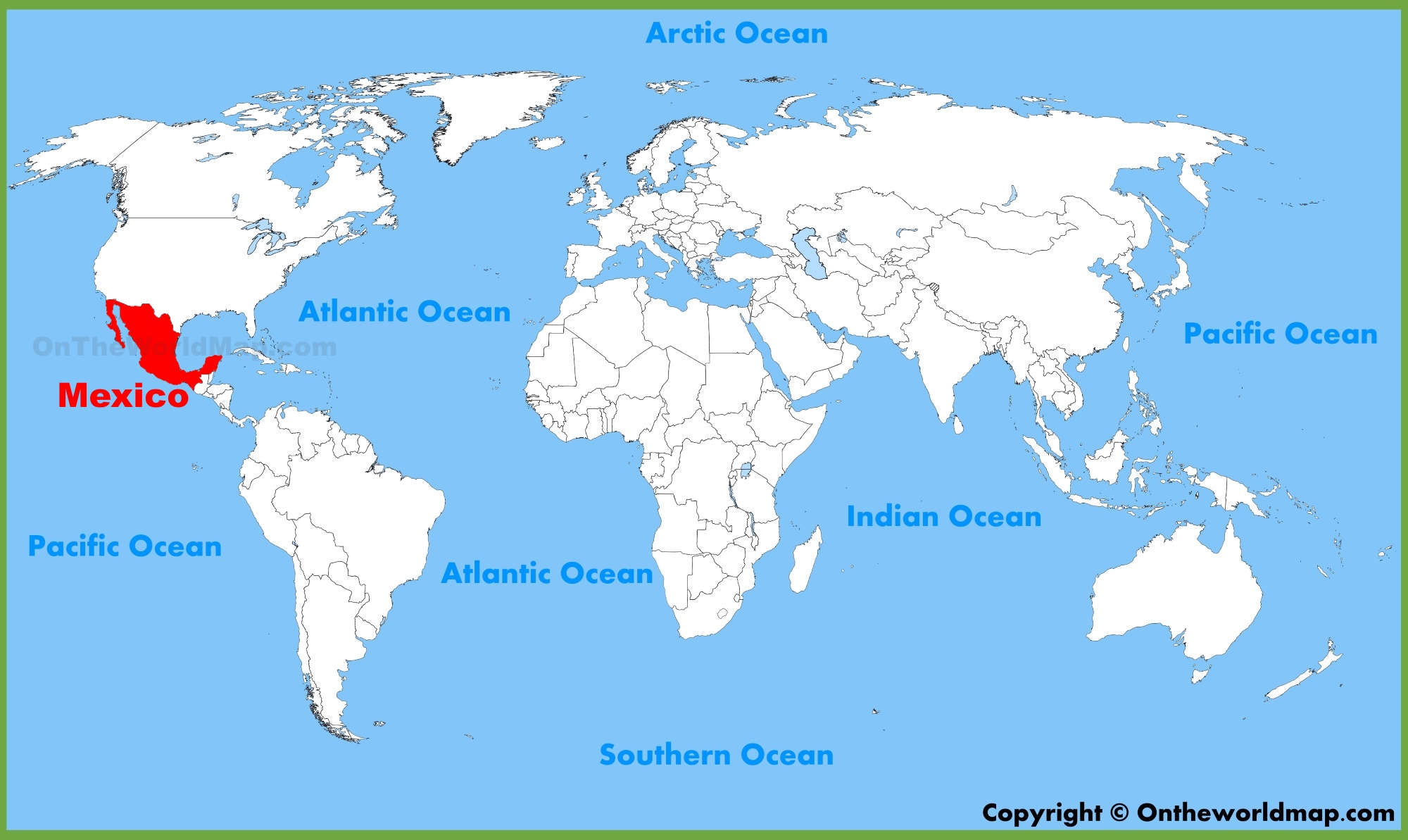 Mexico location on the World Map - Ontheworldmap.com - Waar Ligt Mexico Op De Wereldkaart