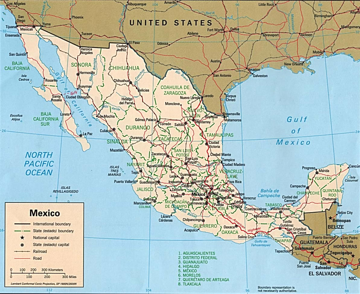Mexico Political Map 1 • Mapsof.net - Waar Ligt Mexico Op De Wereldkaart