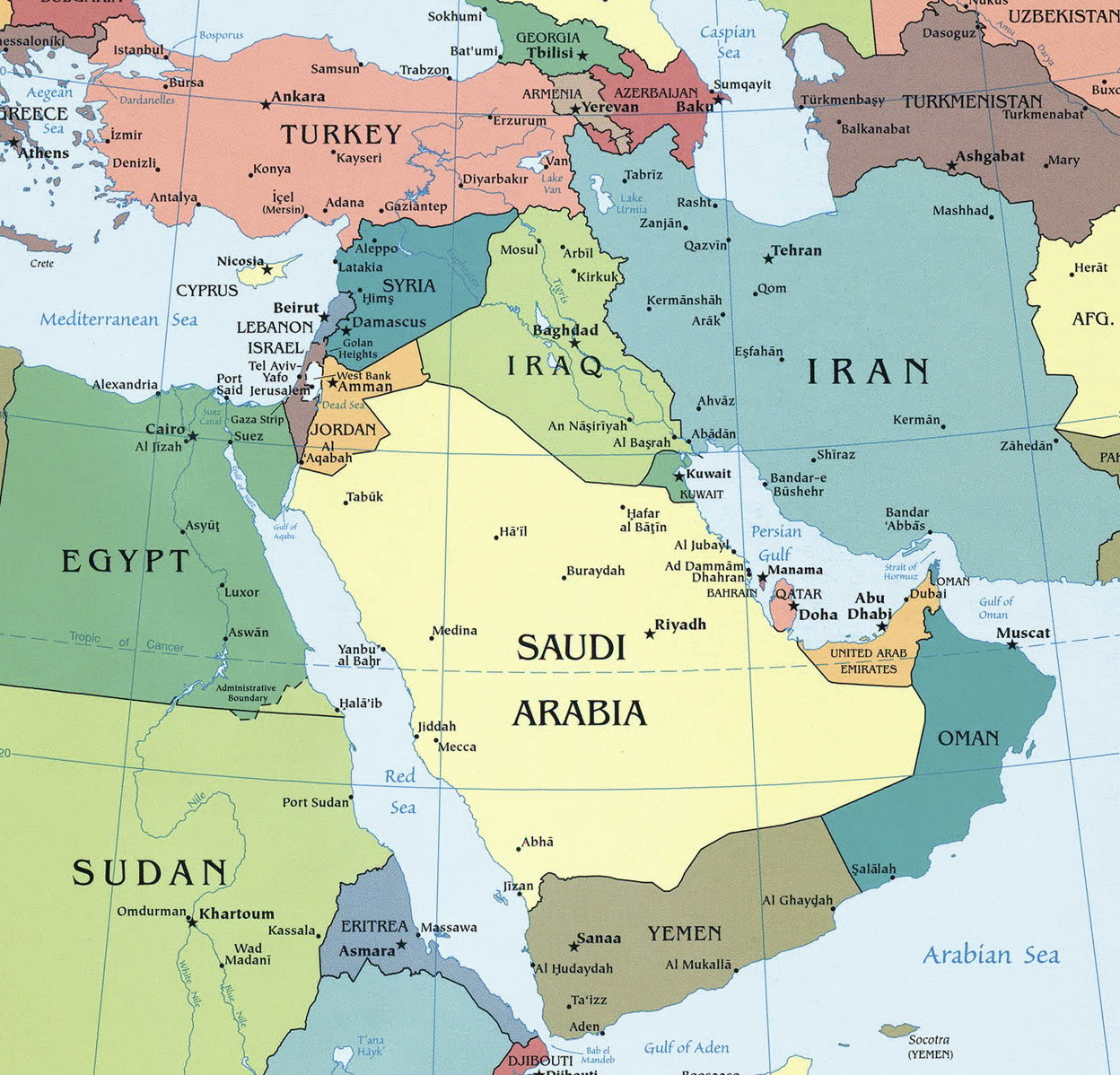 Midden Oosten - Welk Land Ligt In Het Midden Van De Wereld