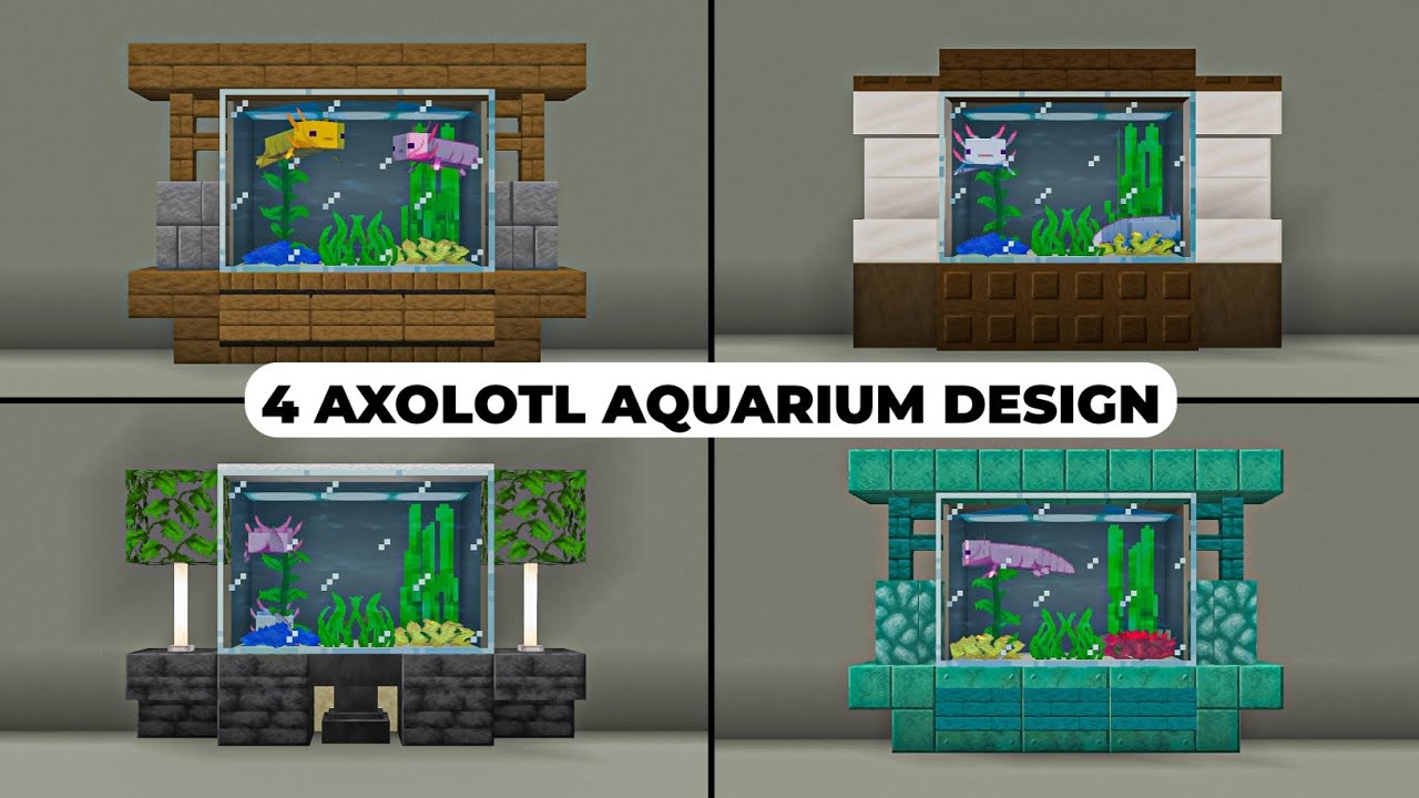 Minecraft : 4 Axolotl Aquarium Design In 1.19 || Minecraft Bedrock/MCPE - Hoe Groot Moet Een Aquarium Zijn Voor 1 Axolotl