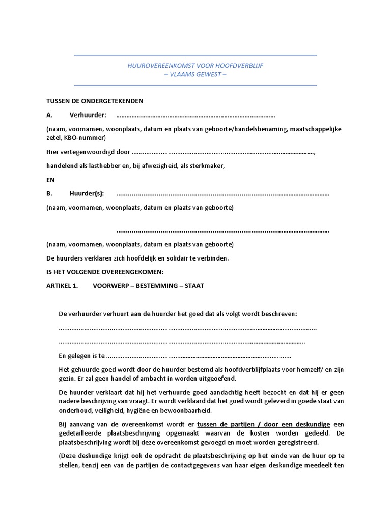 Model Huurovereenkomst | PDF - Huurovereenkomst Kantoorruimte En Andere Bedrijfsruimte