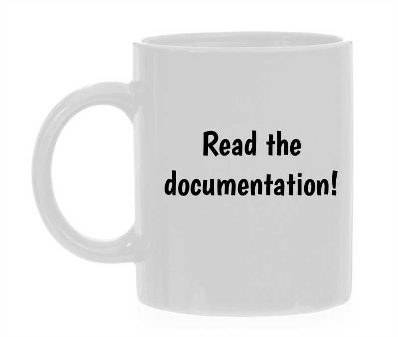 Mok voor op het werk Read the documentation! - Mok Voor Op Het Werk