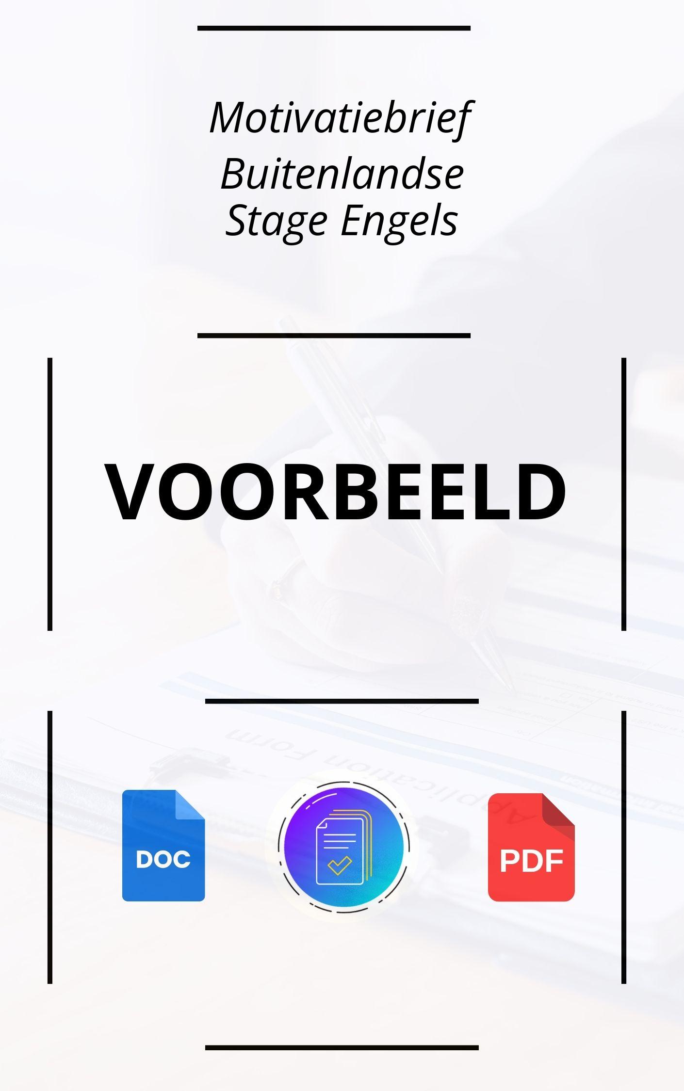 Motivatiebrief Buitenlandse Stage Engels Voorbeeld - Wat Is Stage In Het Engels