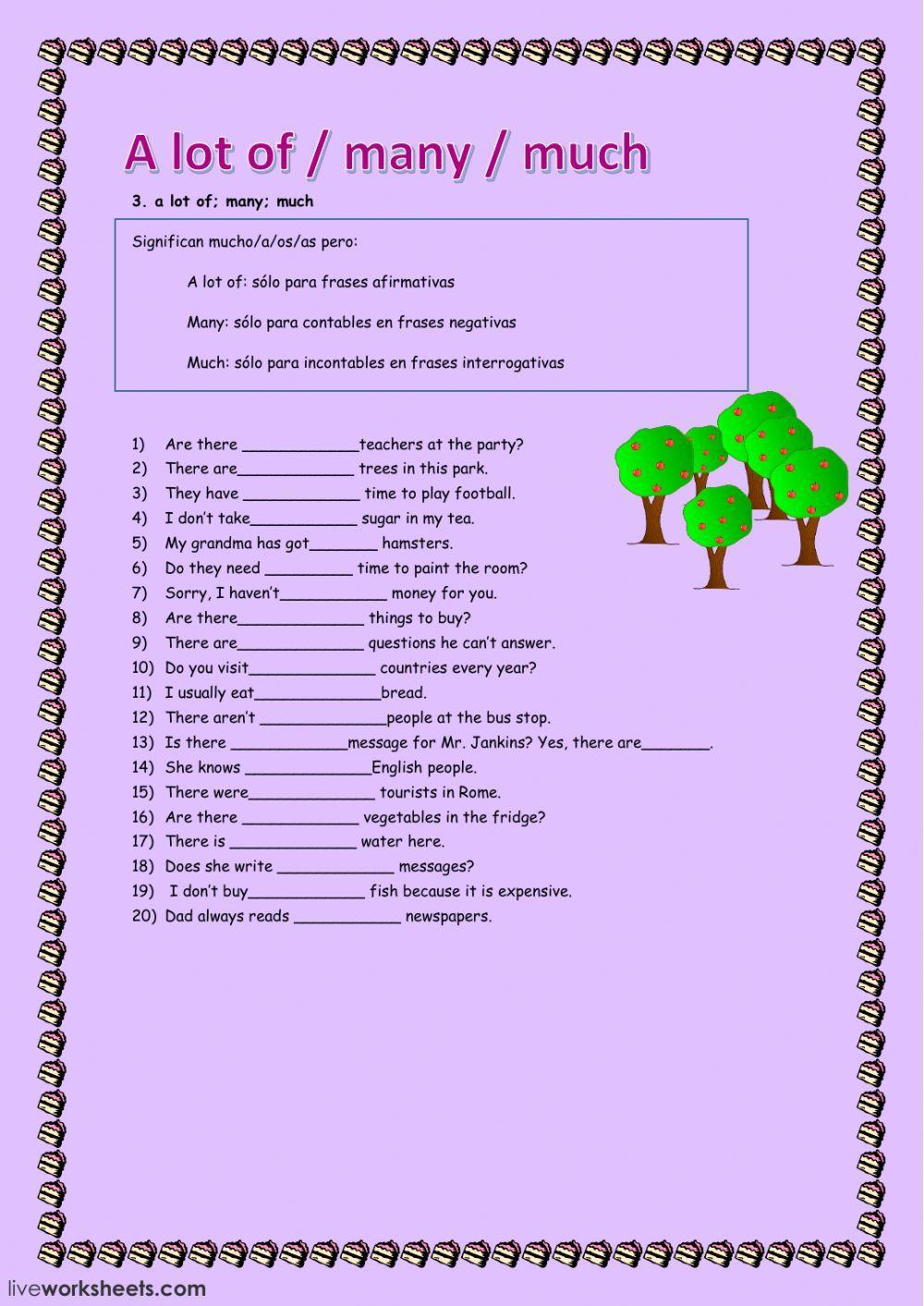 Much, Many, A Lot Of Interactive Worksheet Live Worksheets, 44% OFF - Much Many A Lot Of Exercises