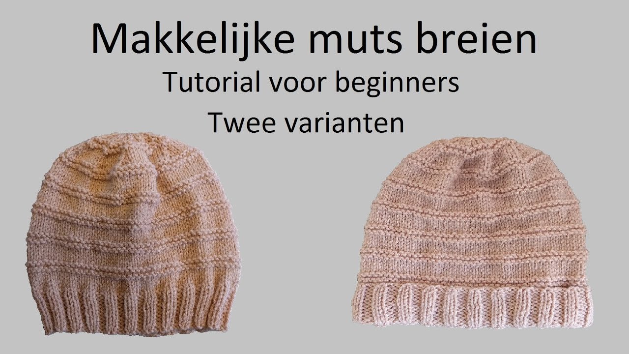 Muts met ribbels breien, tutorial - YouTube - Breien Met Rondbreinaald Duitse Manier