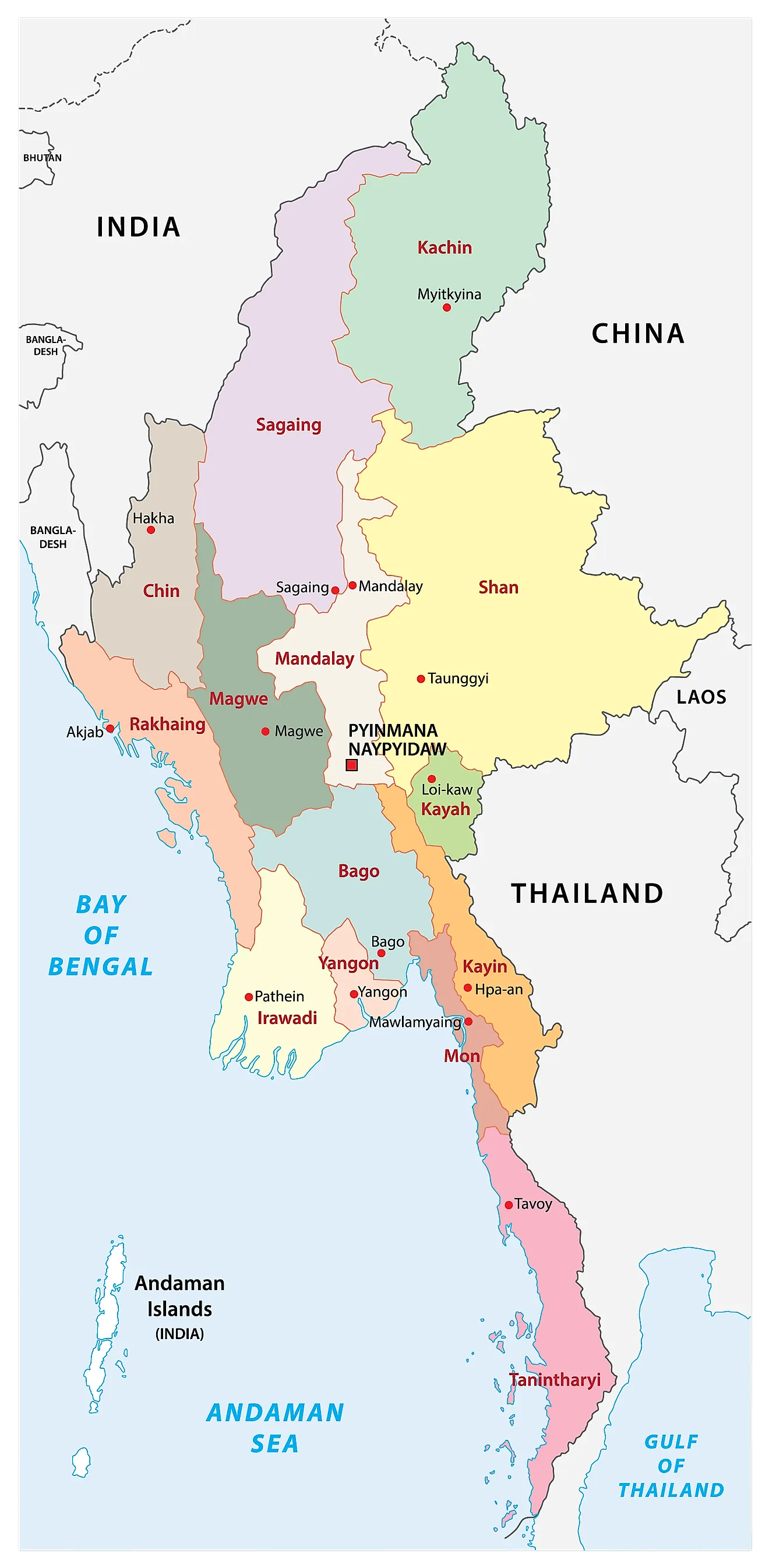 Myanmar Maps & Facts - World Atlas - Wat Is De Hoofdstad Van Myanmar