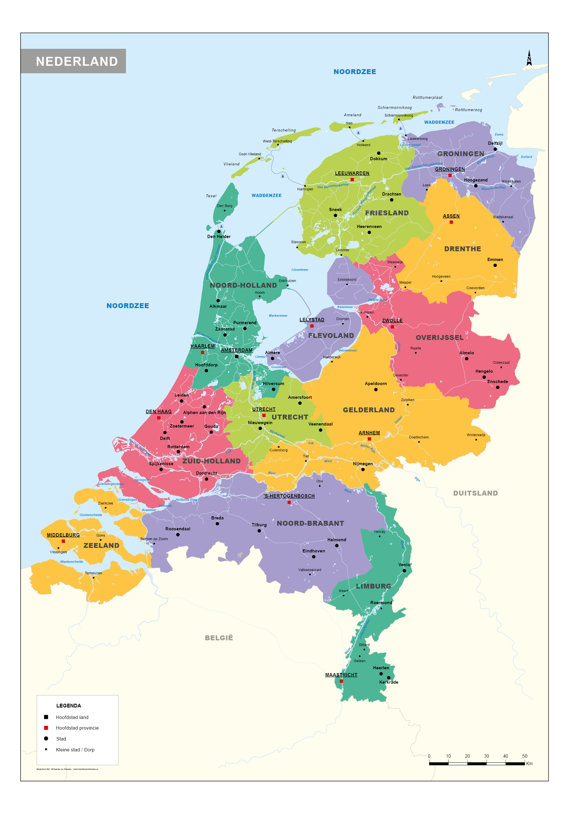 Nederland - Nederlandse Kaart Met Steden En Provincies