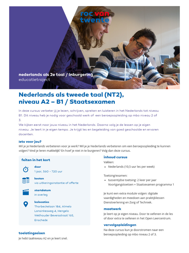 Nt2 Nederlands Als Tweede Taal