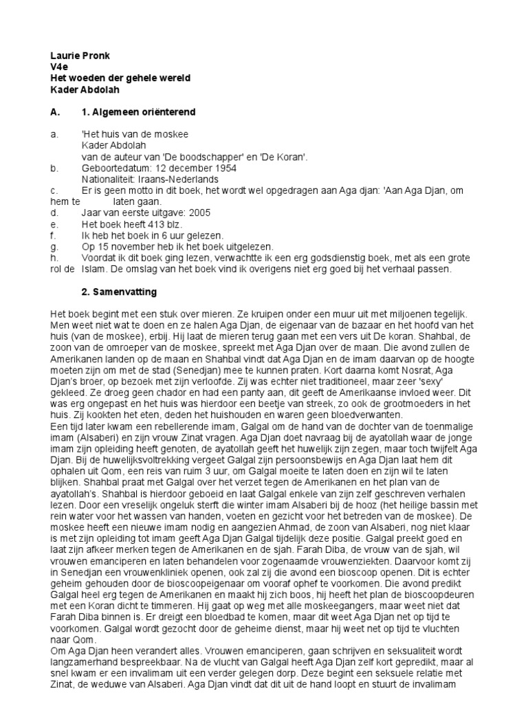 Samenvatting Het Huis Van De Moskee