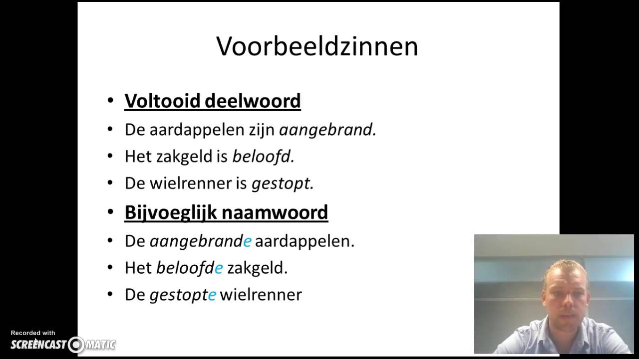 Nederlands Voltooid Deelwoord bijvoeglijk gebruikt - YouTube - Wat Is Een Voltooid Deelwoord Voorbeeld