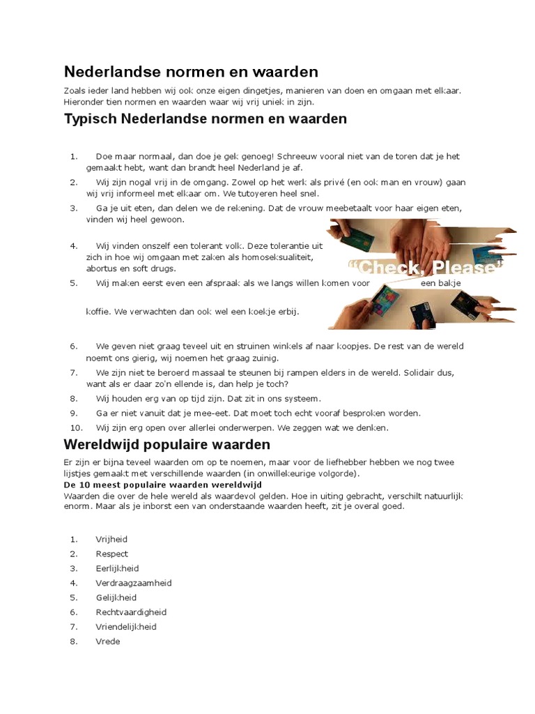 Nederlandse Normen en Waarden | PDF - Nederlandse Cultuur Normen En Waarden