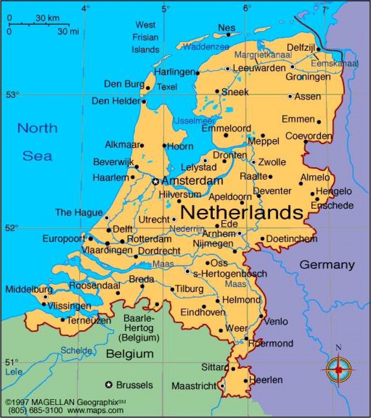 Nederlandse steden kaart - Kaart van Nederland met steden in West - Top 10 Grootste Dorpen Van Nederland