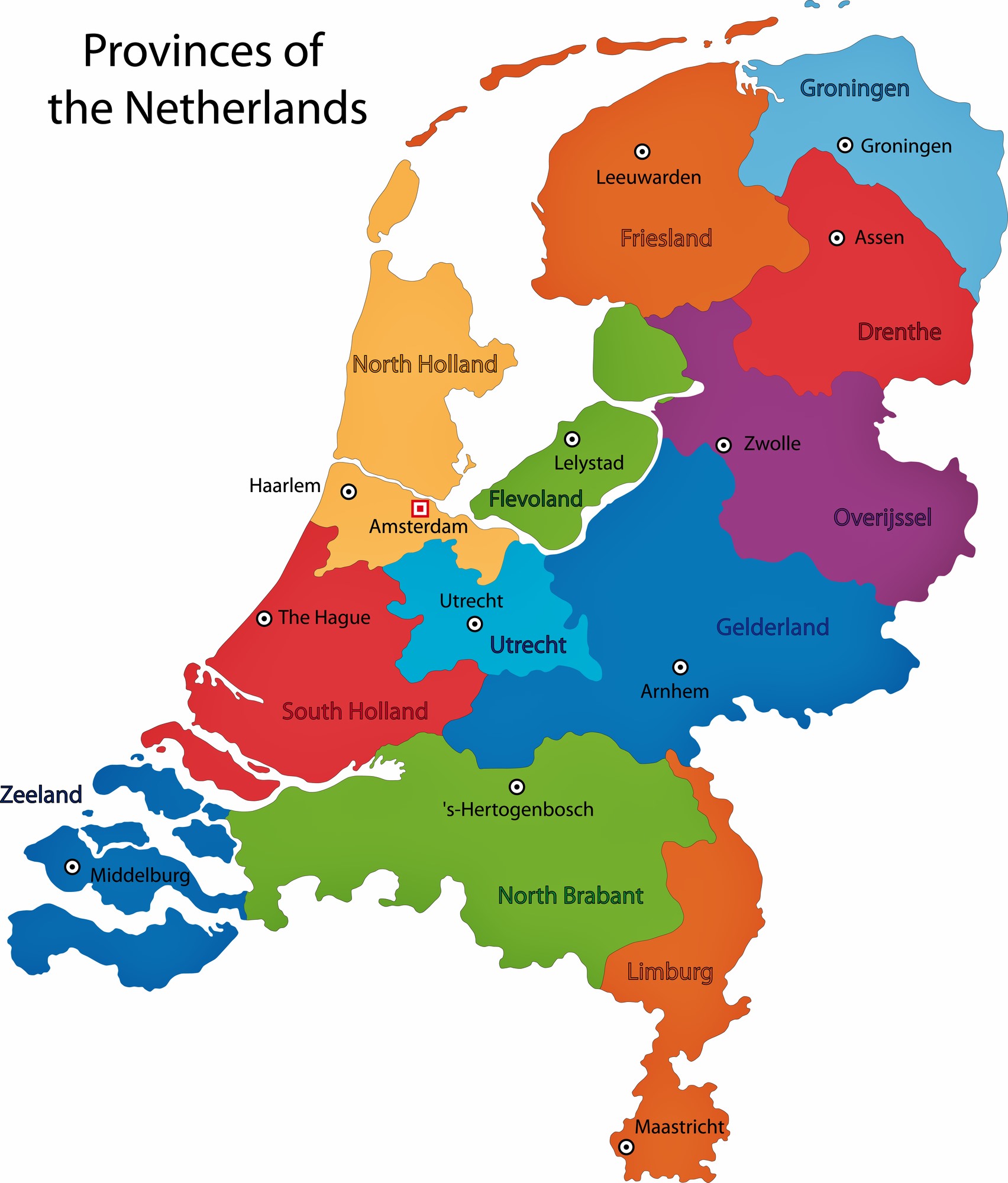 Netherlands Map of Regions and Provinces - OrangeSmile.com - Nederland Tijdens De Tweede Wereldoorlog