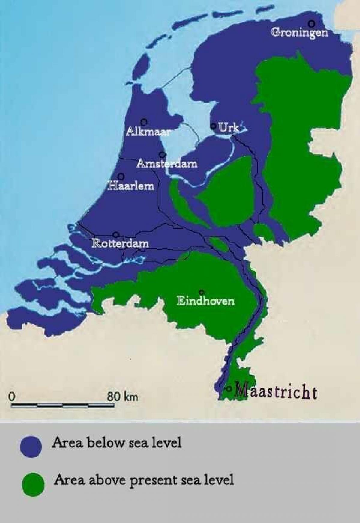 Netherlands sea level map - Netherlands below sea level map (Western - Welk Werelddeel Is Het Dichtst Bevolkt