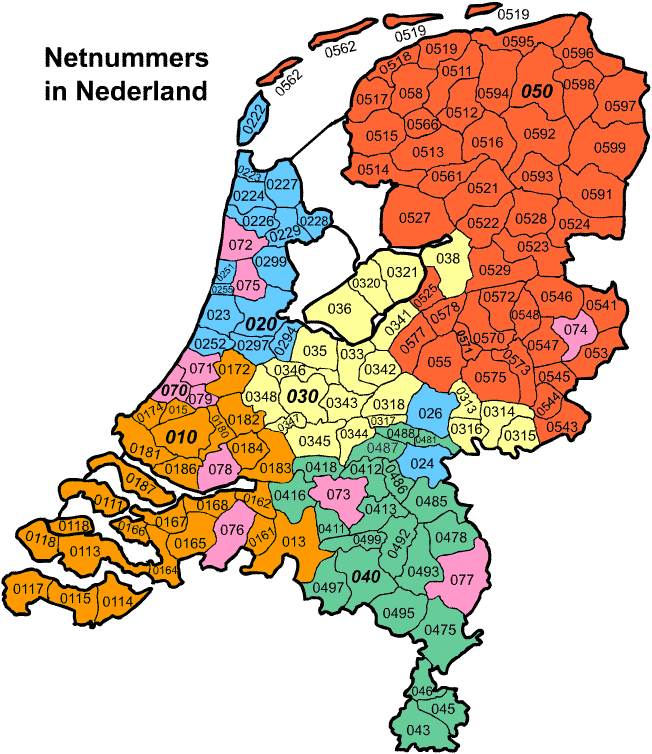 Netnummers In Nederland • Mapsof.net - Wat Is Het Landnummer Van Nederland