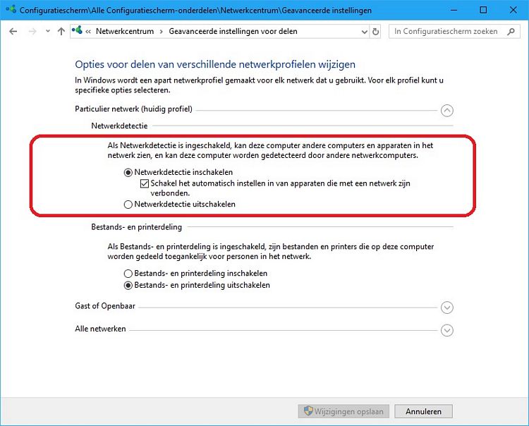 Netwerkdetectie inschakelen, uitschakelen, Windows 10 Help - In En An Schakelen Voor De Computer