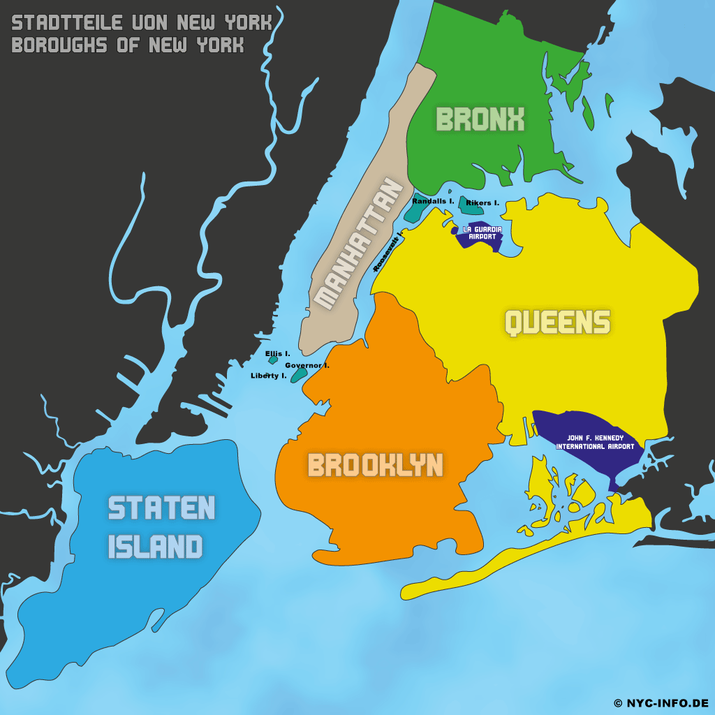 New York Karte - ᐅ Die 5 Stadtteile von New York City: Die besten - Dit Is Qua Oppervlakte Het Grootste Stadsdeel Van New York