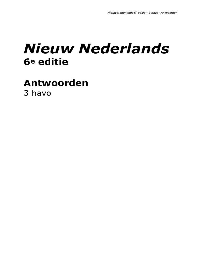 Nieuw Nederlands Antwoorden 3 Havo 6e Editie