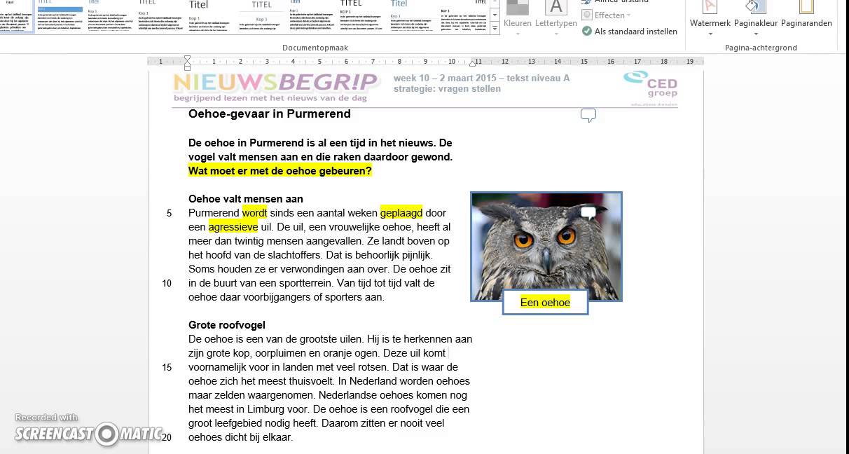 Nieuwsbegrip Week 10: A-tekst vragen stellen tijdens het lezen van de - Nieuwsbegrip Tekst Van Deze Week