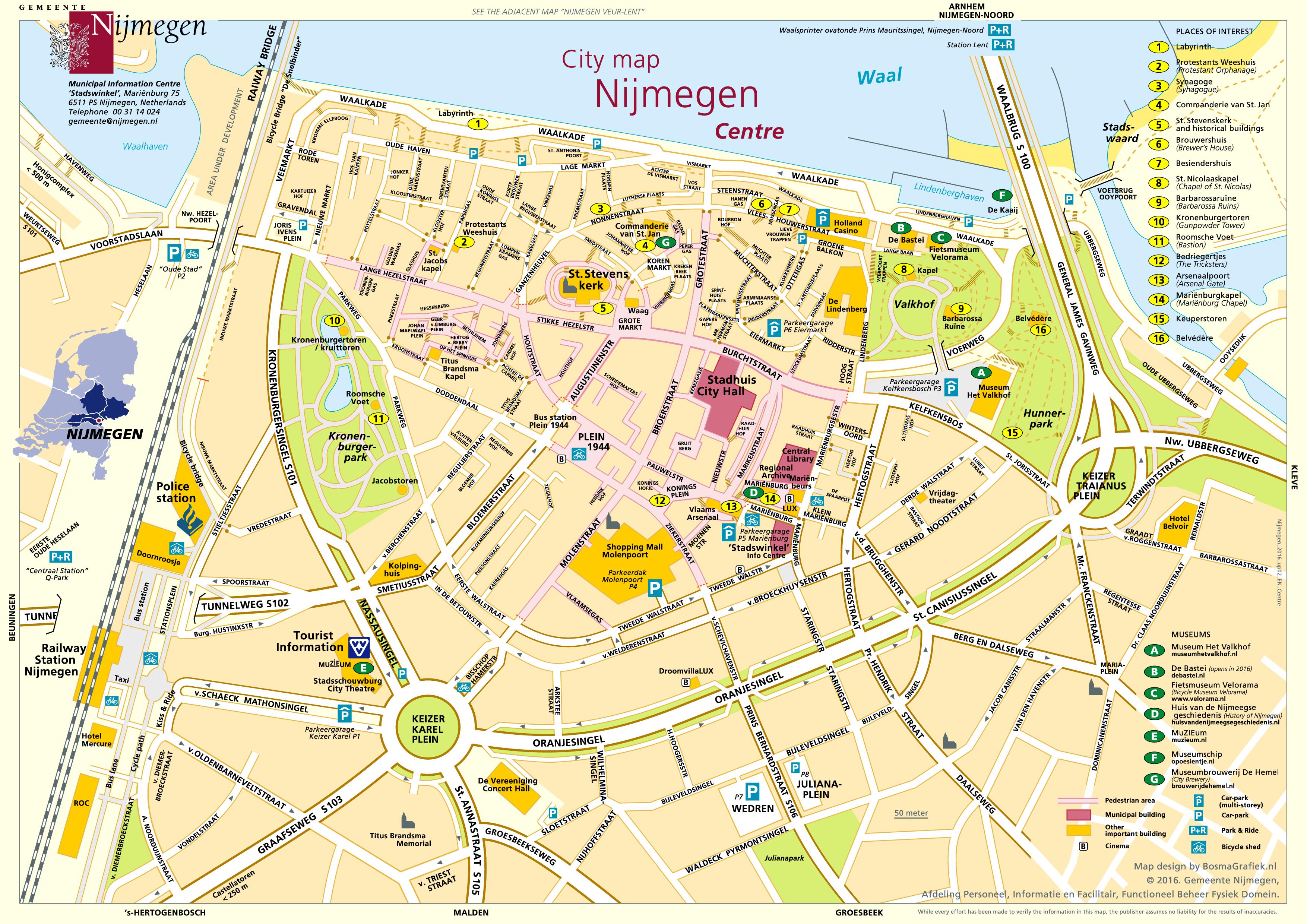Nijmegen city center map - Ontheworldmap.com - Waar Ligt Nijmegen Op De Kaart