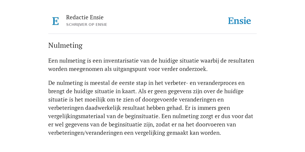 Nulmeting - de betekenis volgens Ensie Encyclopedie - Wat Is Een Nul Meting